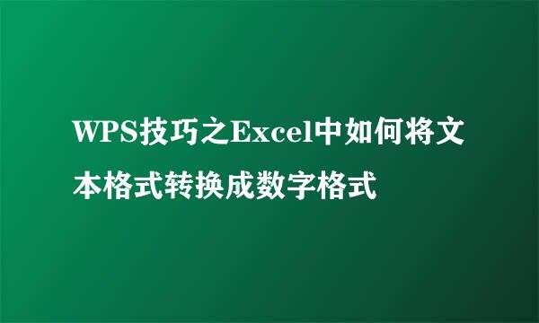 WPS技巧之Excel中如何将文本格式转换成数字格式