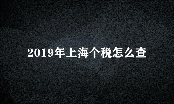 2019年上海个税怎么查