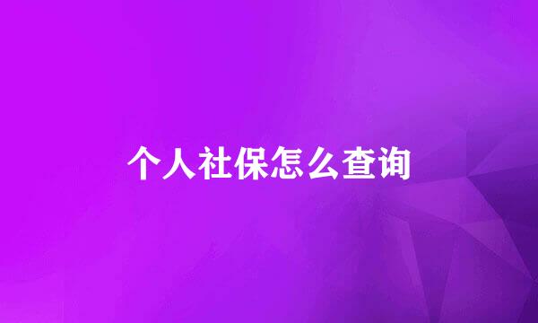 个人社保怎么查询
