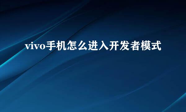 vivo手机怎么进入开发者模式