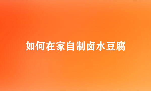 如何在家自制卤水豆腐