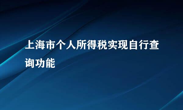 上海市个人所得税实现自行查询功能