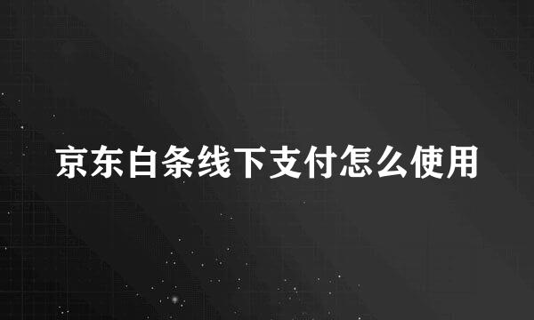 京东白条线下支付怎么使用