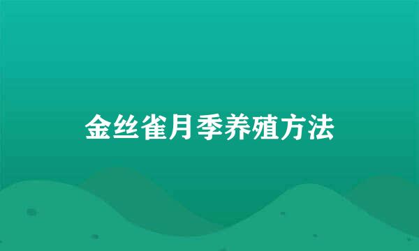 金丝雀月季养殖方法