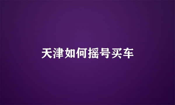 天津如何摇号买车