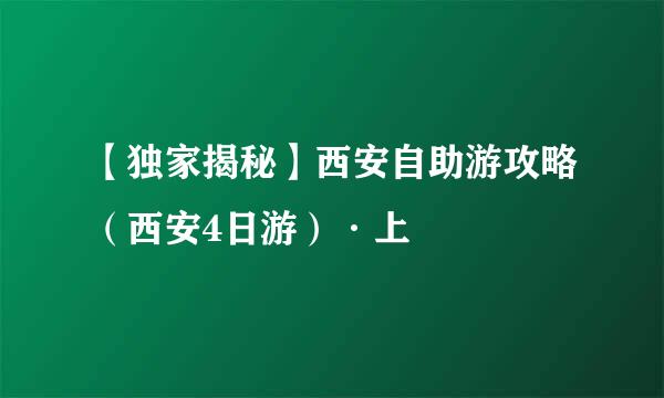 【独家揭秘】西安自助游攻略（西安4日游）·上