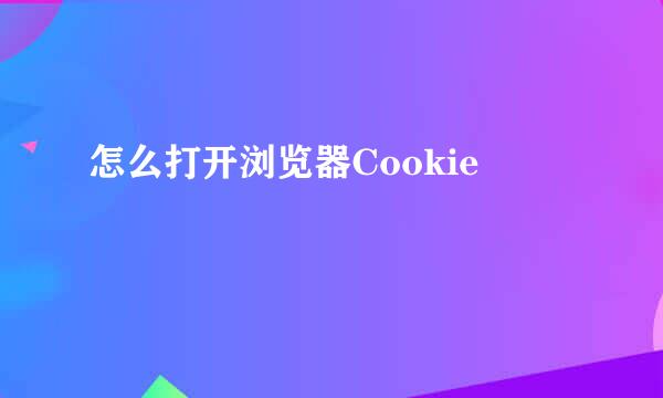 怎么打开浏览器Cookie