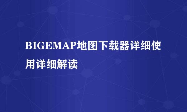 BIGEMAP地图下载器详细使用详细解读