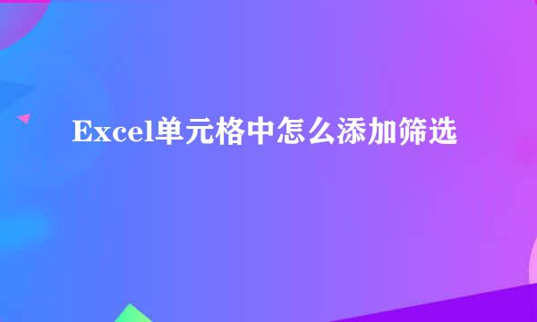 Excel单元格中怎么添加筛选