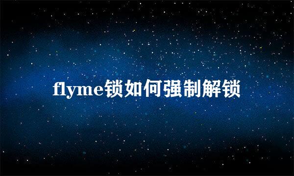 flyme锁如何强制解锁