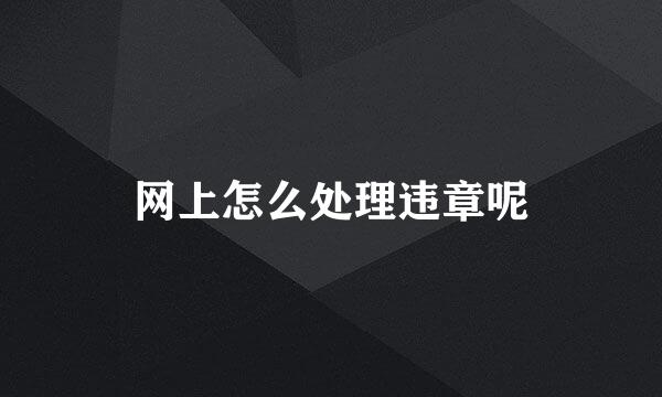 网上怎么处理违章呢