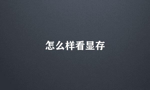 怎么样看显存