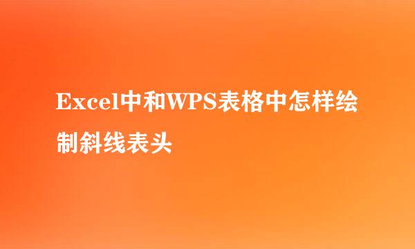 Excel中和WPS表格中怎样绘制斜线表头