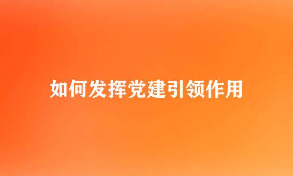 如何发挥党建引领作用