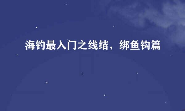 海钓最入门之线结，绑鱼钩篇