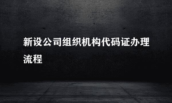 新设公司组织机构代码证办理流程