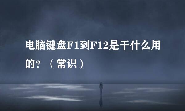 电脑键盘F1到F12是干什么用的？（常识）