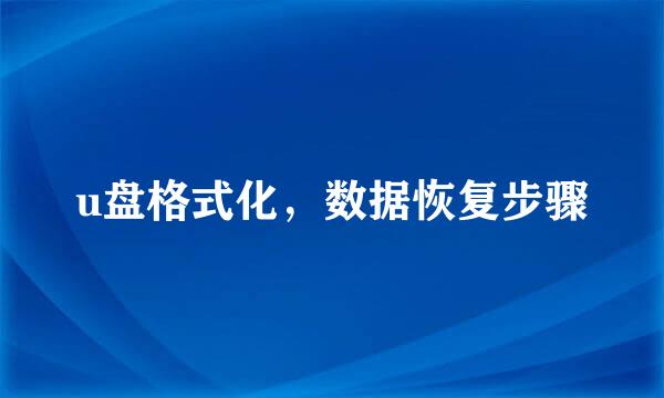 u盘格式化，数据恢复步骤