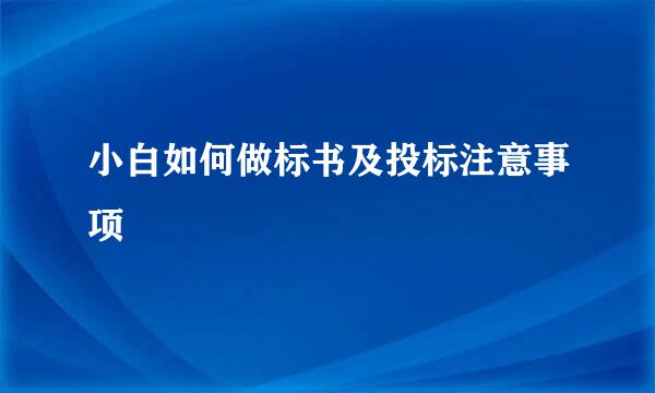 小白如何做标书及投标注意事项