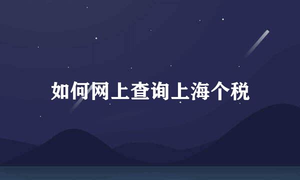 如何网上查询上海个税