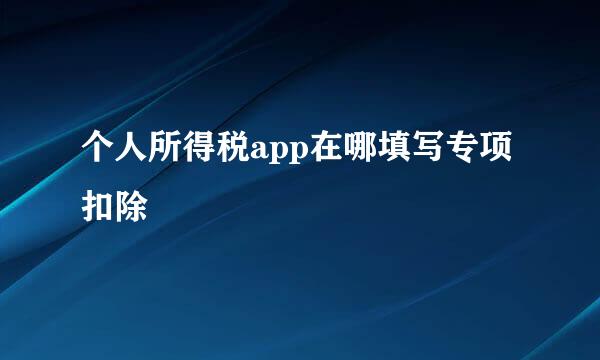 个人所得税app在哪填写专项扣除