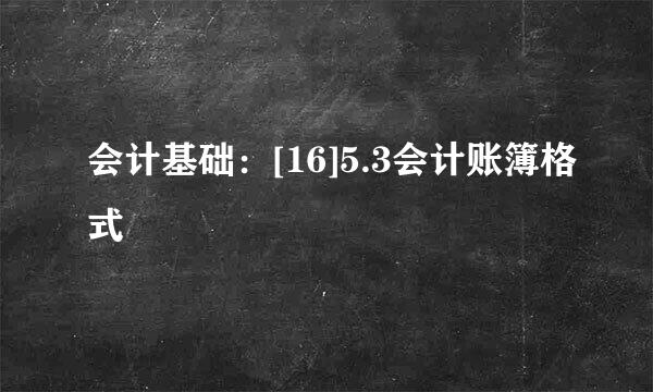 会计基础：[16]5.3会计账簿格式