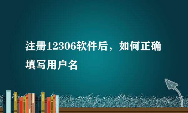 注册12306软件后，如何正确填写用户名