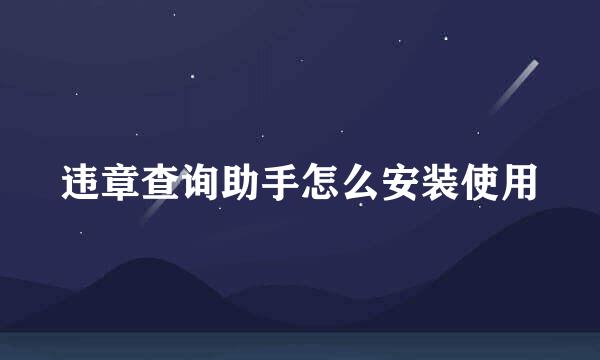 违章查询助手怎么安装使用