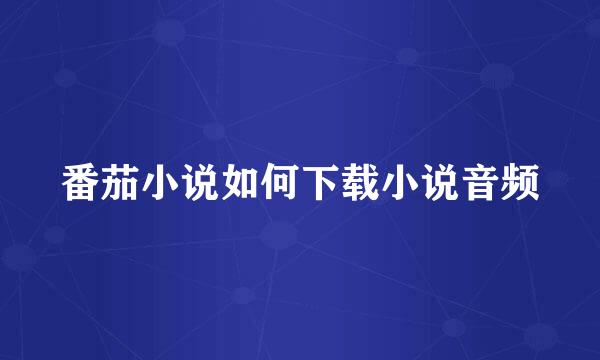 番茄小说如何下载小说音频