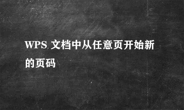 WPS 文档中从任意页开始新的页码