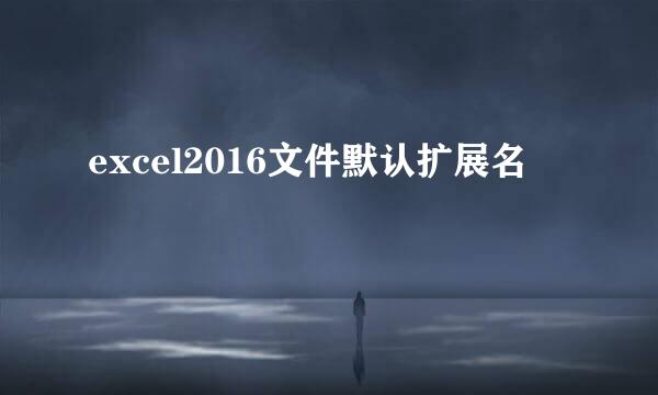 excel2016文件默认扩展名