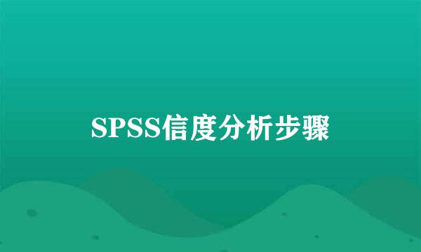 SPSS信度分析步骤