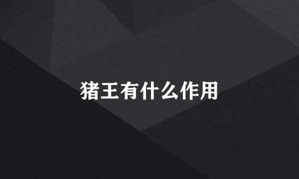 猪王有什么作用