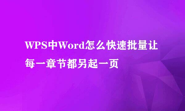 WPS中Word怎么快速批量让每一章节都另起一页