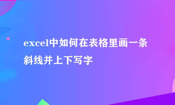 excel中如何在表格里画一条斜线并上下写字