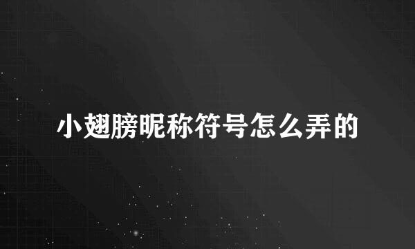 小翅膀昵称符号怎么弄的