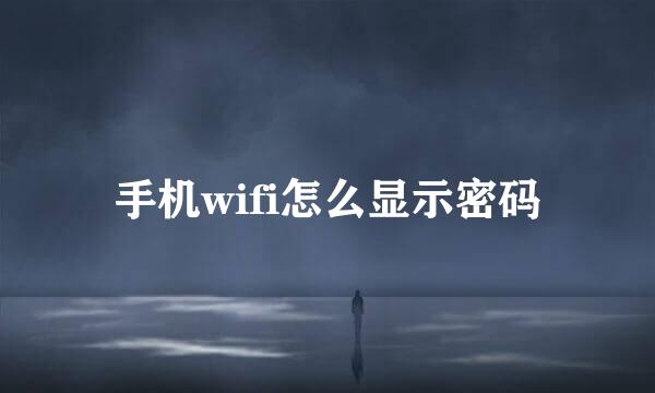 手机wifi怎么显示密码