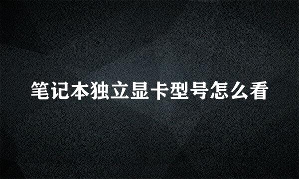 笔记本独立显卡型号怎么看