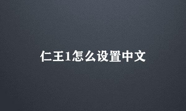 仁王1怎么设置中文