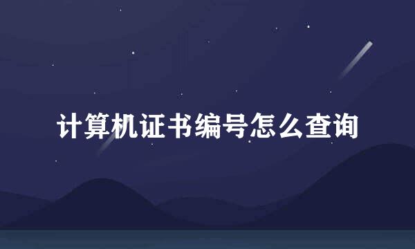 计算机证书编号怎么查询
