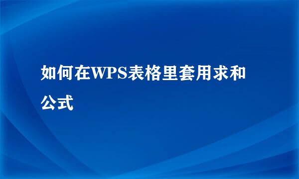 如何在WPS表格里套用求和公式