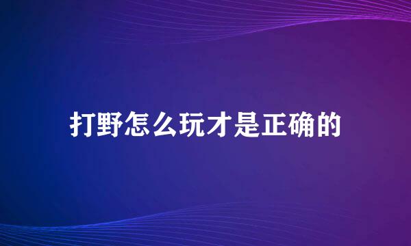 打野怎么玩才是正确的