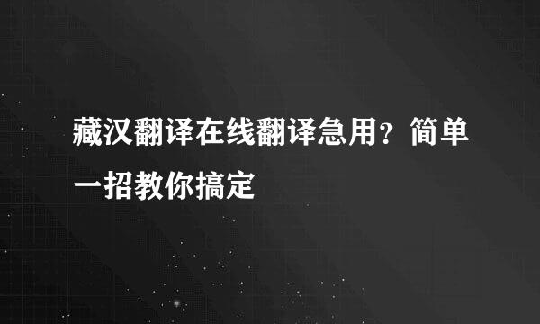 藏汉翻译在线翻译急用？简单一招教你搞定