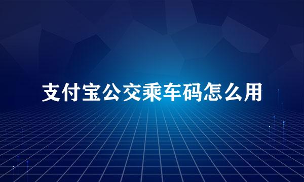 支付宝公交乘车码怎么用