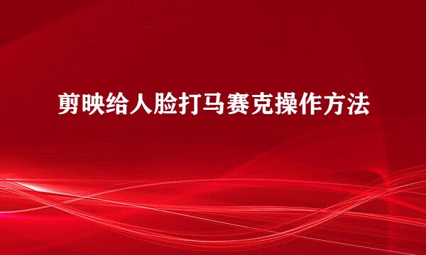 剪映给人脸打马赛克操作方法