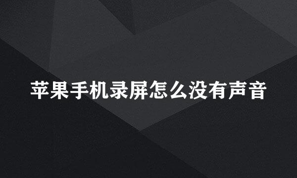 苹果手机录屏怎么没有声音