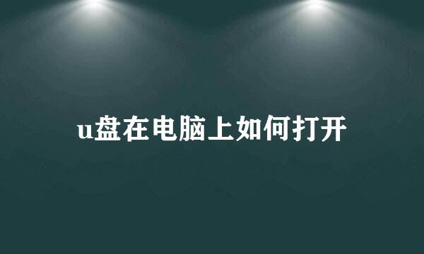 u盘在电脑上如何打开