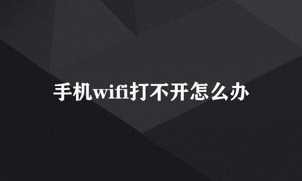 手机wifi打不开怎么办