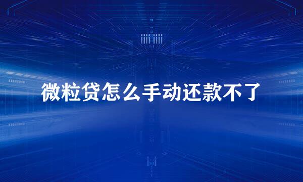 微粒贷怎么手动还款不了