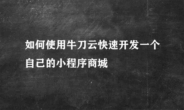 如何使用牛刀云快速开发一个自己的小程序商城